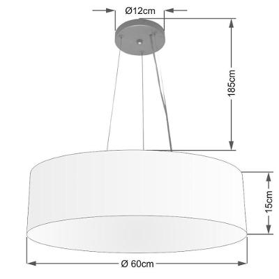 Lustre Luminária Pendente Cupula Em Tecido Md-39803 - Bivolt - Para 3 Lâmpadas E27 - Lustres Vivare Preto 60x15cm