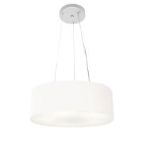 Lustre Luminária Pendente Cupula Em Tecido Md-39803 - Bivolt - Para 3 Lâmpadas E27 - Lustres Vivare Branco 50x15cm - 3