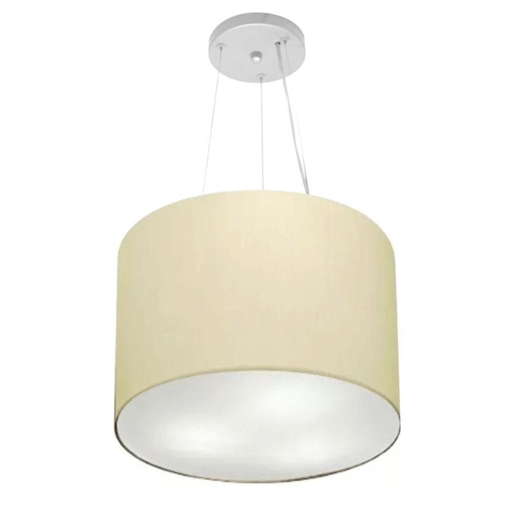 Lustre Luminária Pendente Cupula Em Tecido Md-39801 - Bivolt - Para 3-lâmpadas E27 - Lustres Vivare Algodão-crú 40x30cm - 1