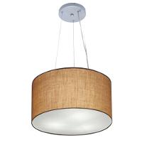 Lustre Luminária Pendente Cupula Em Tecido Md-39801 - Bivolt - Para 3-lâmpadas E27 - Lustres Vivare Palha 40x25cm - 1