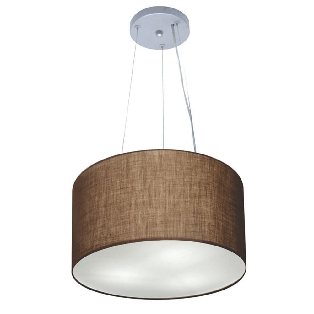 Lustre Luminária Pendente Cupula Em Tecido Md-39801 - Bivolt - Para 3-lâmpadas E27 - Lustres Vivare Café 40x25cm - 1