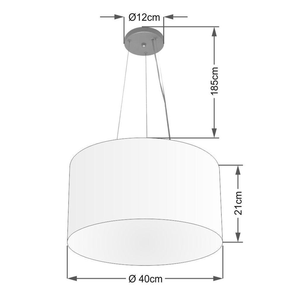 Lustre Luminária Pendente Cupula Em Tecido Md-39801 - Bivolt - Para 3-lâmpadas E27 - Lustres Vivare Branco 40x25cm - 2