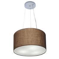 Lustre Luminária Pendente Cupula Em Tecido Md-39801 - Bivolt - Para 3-lâmpadas E27 - Lustres Vivare Café 40x21cm - 1