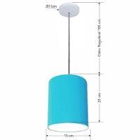 Lustre Luminária Pendente Vivare Free Lux Pe-4104br Cúpula Em Tecido 15x25cm Azul-turquesa Canopla Branca E Fio Cristal - 2