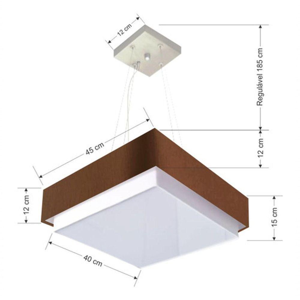 Lustre Para Sala De Jantar Vivare Md-4403 Cúpula Em Tecido 45x45cm Café 127/220v - 4
