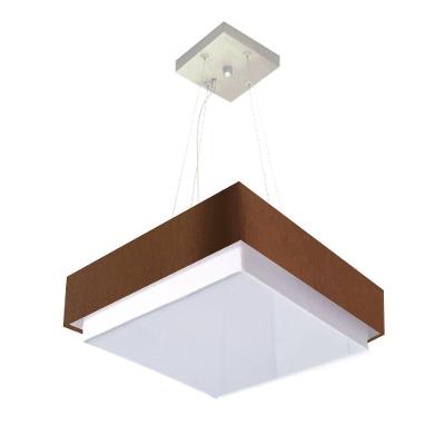 Lustre Para Sala De Jantar Vivare Md-4403 Cúpula Em Tecido 45x45cm Café 127/220v