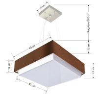 Lustre Para Sala De Jantar Vivare Md-4403 Cúpula Em Tecido 45x45cm Café 127/220v - 2