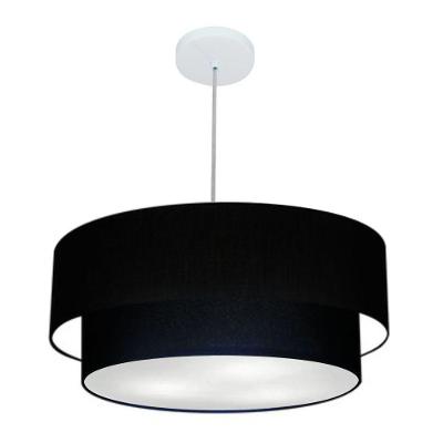 Lustre Pendente Duplo Cilíndrico Vivare Md-4352 Cúpula Em Tecido 55x50cm - Bivolt Preto 127/220v