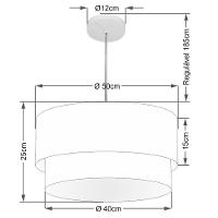 Lustre Pendente Duplo Cilíndrico Vivare Md-4351 Cúpula Em Tecido 50x40cm - Bivolt Palha 127/220v - 2