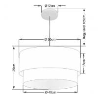 Lustre Pendente Duplo Cilíndrico Vivare Md-4351 Cúpula Em Tecido 50x40cm - Bivolt Palha 127/220v - 4