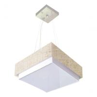 Lustre Para Sala De Jantar Vivare Md-4402 Cúpula Em Tecido 40x40cm Rustico-bege 127/220v - 2