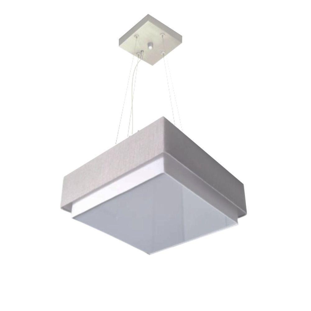 Lustre Para Sala De Jantar Vivare Md-4402 Cúpula Em Tecido 40x40cm Rustico-cinza 127/220v - 1