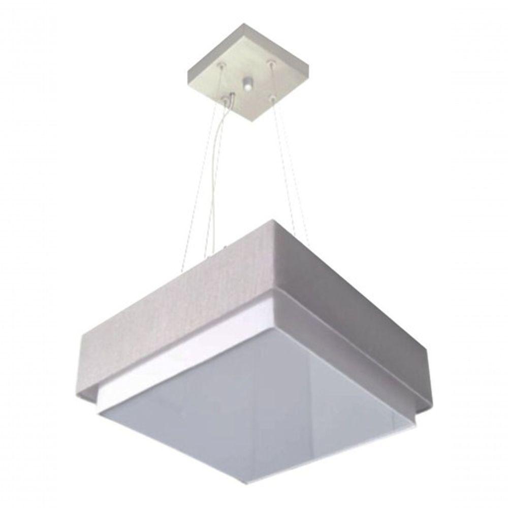 Lustre Para Sala De Jantar Vivare Md-4402 Cúpula Em Tecido 40x40cm Rustico-cinza 127/220v - 4