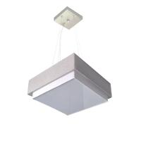 Lustre Para Sala De Jantar Vivare Md-4402 Cúpula Em Tecido 40x40cm Rustico-cinza 127/220v - 1