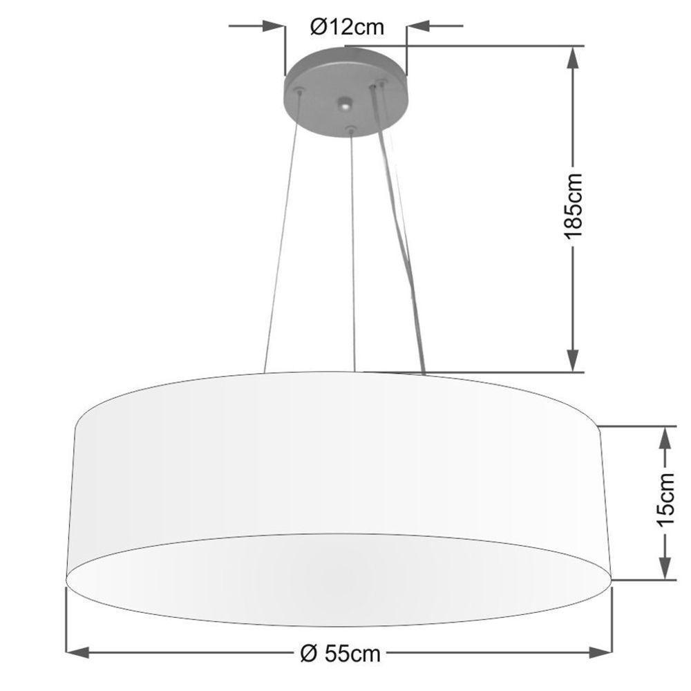 Lustre Luminária Pendente Cupula Em Tecido Md-39803 - Bivolt - Para 3 Lâmpadas E27 - Lustres Vivare Algodão-crú 55x15cm - 1