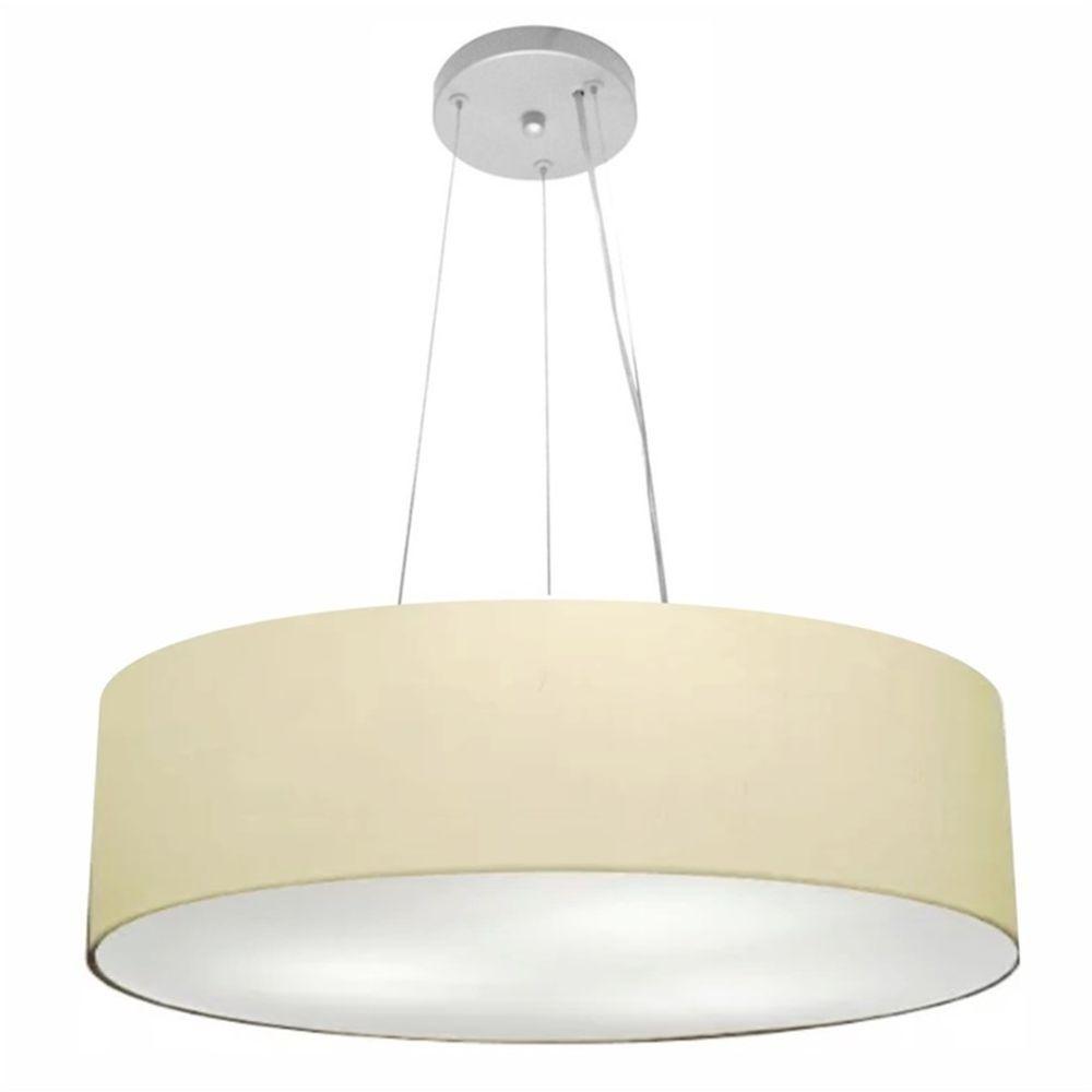 Lustre Luminária Pendente Cupula Em Tecido Md-39803 - Bivolt - Para 3 Lâmpadas E27 - Lustres Vivare Algodão-crú 55x15cm - 3