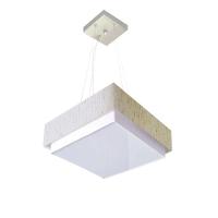 Lustre Para Sala De Jantar Vivare Md-4402 Cúpula Em Tecido 40x40cm Linho Bege 127/220v - 1