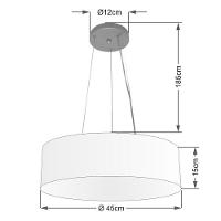 Lustre Luminária Pendente Cupula Em Tecido Md-39803 - Bivolt - Para 3 Lâmpadas E27 - Lustres Vivare Linho-bege 45x15cm - 2