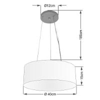 Lustre Luminária Pendente Cupula Em Tecido Md-39803 - Bivolt - Para 3 Lâmpadas E27 - Lustres Vivare Rustico-bege 40x15cm - 1