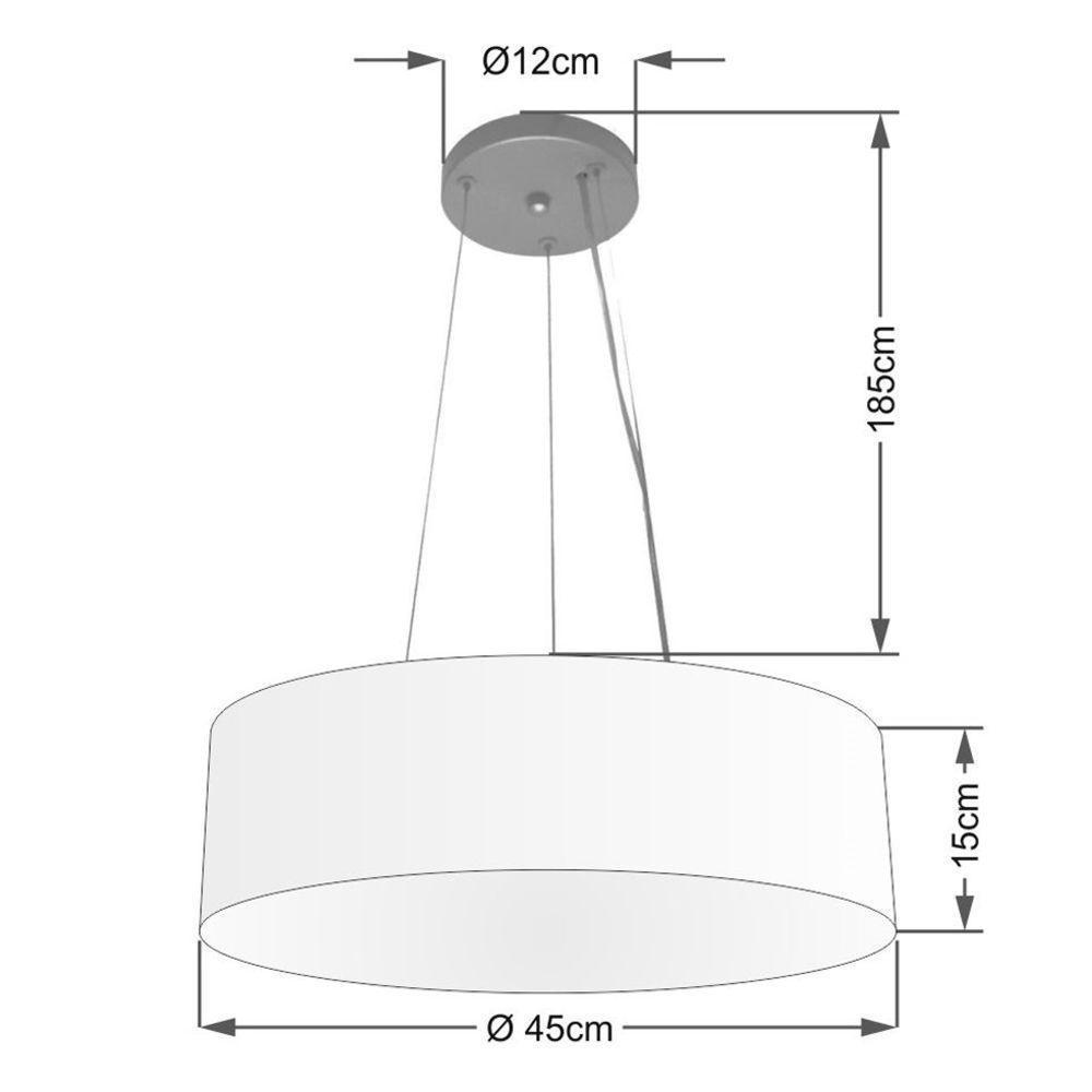 Lustre Luminária Pendente Cupula Em Tecido Md-39803 - Bivolt - Para 3 Lâmpadas E27 - Lustres Vivare Algodão-crú 45x15cm - 2