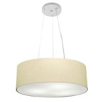Lustre Luminária Pendente Cupula Em Tecido Md-39803 - Bivolt - Para 3 Lâmpadas E27 - Lustres Vivare Algodão-crú 45x15cm - 1