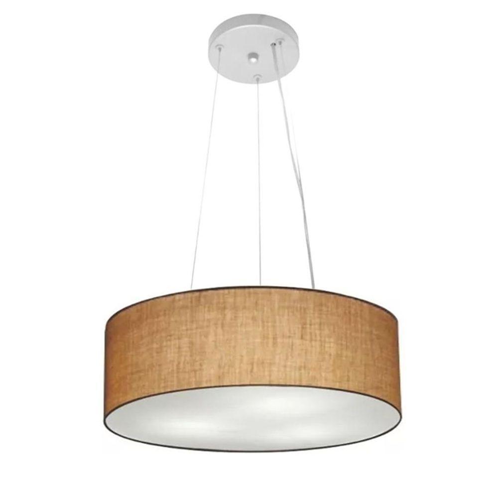 Lustre Luminária Pendente Cupula Em Tecido Md-39803 - Bivolt - Para 3 Lâmpadas E27 - Lustres Vivare Palha 40x15cm - 2