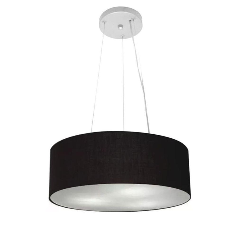 Lustre Luminária Pendente Cupula Em Tecido Md-39803 - Bivolt - Para 3 Lâmpadas E27 - Lustres Vivare Preto 50x15cm - 2