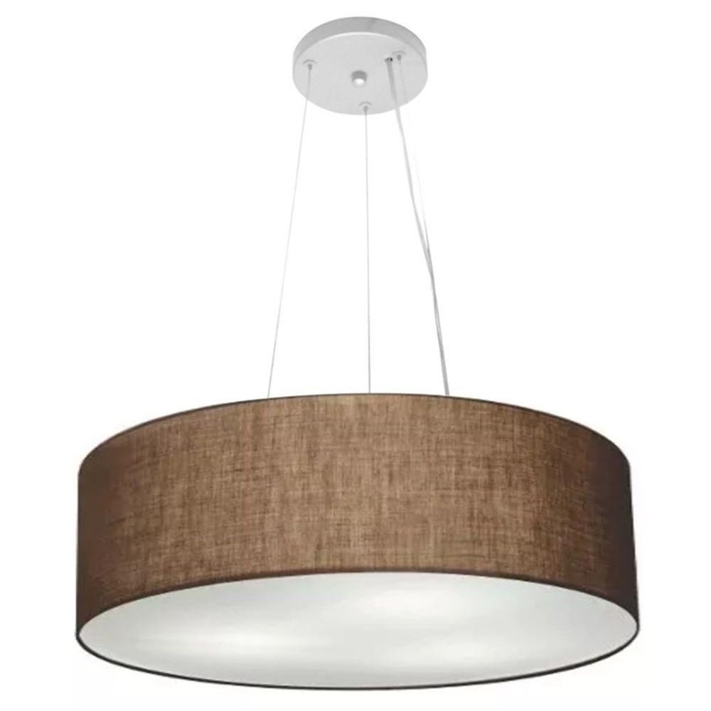 Lustre Luminária Pendente Cupula Em Tecido Md-39803 - Bivolt - Para 3 Lâmpadas E27 - Lustres Vivare Café 50x15cm - 2