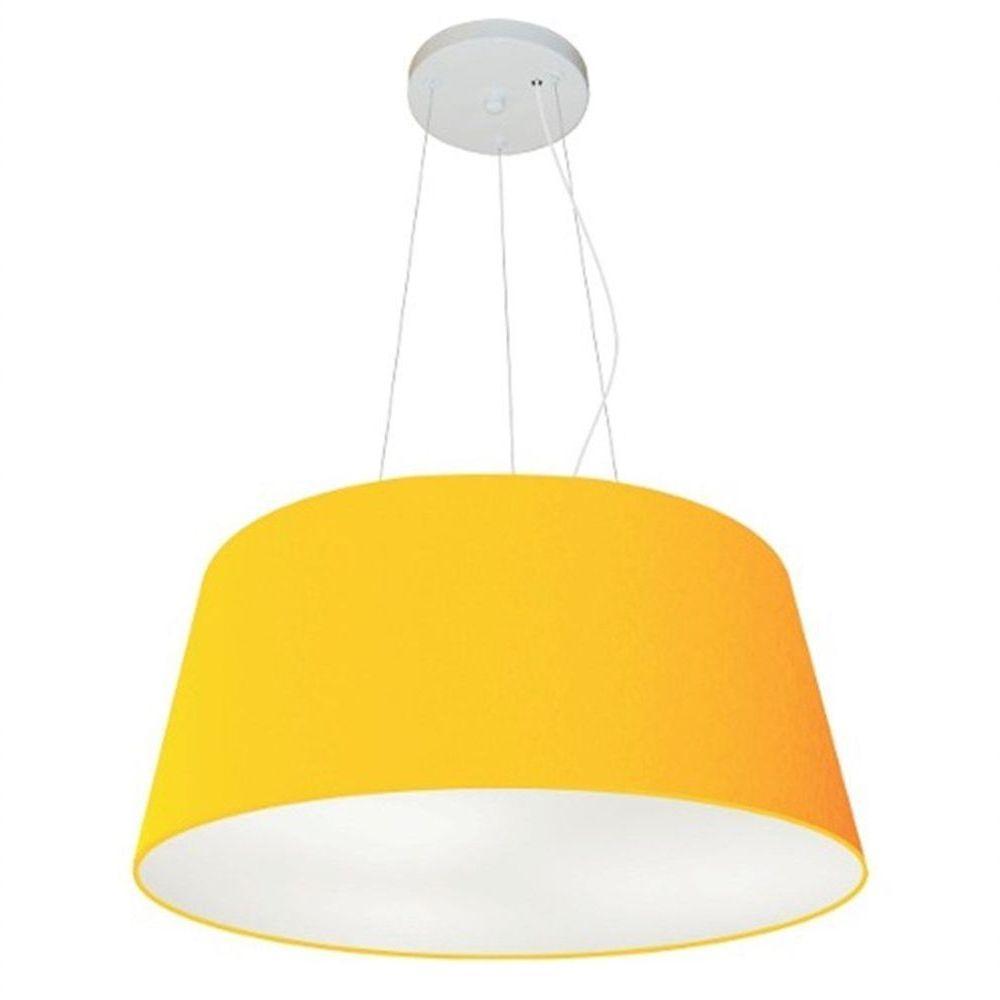 Lustre Pendente Cone Vivare Md-4048 Cúpula Em Tecido 21/50x40cm - Bivolt Laranja 127/220v - 1