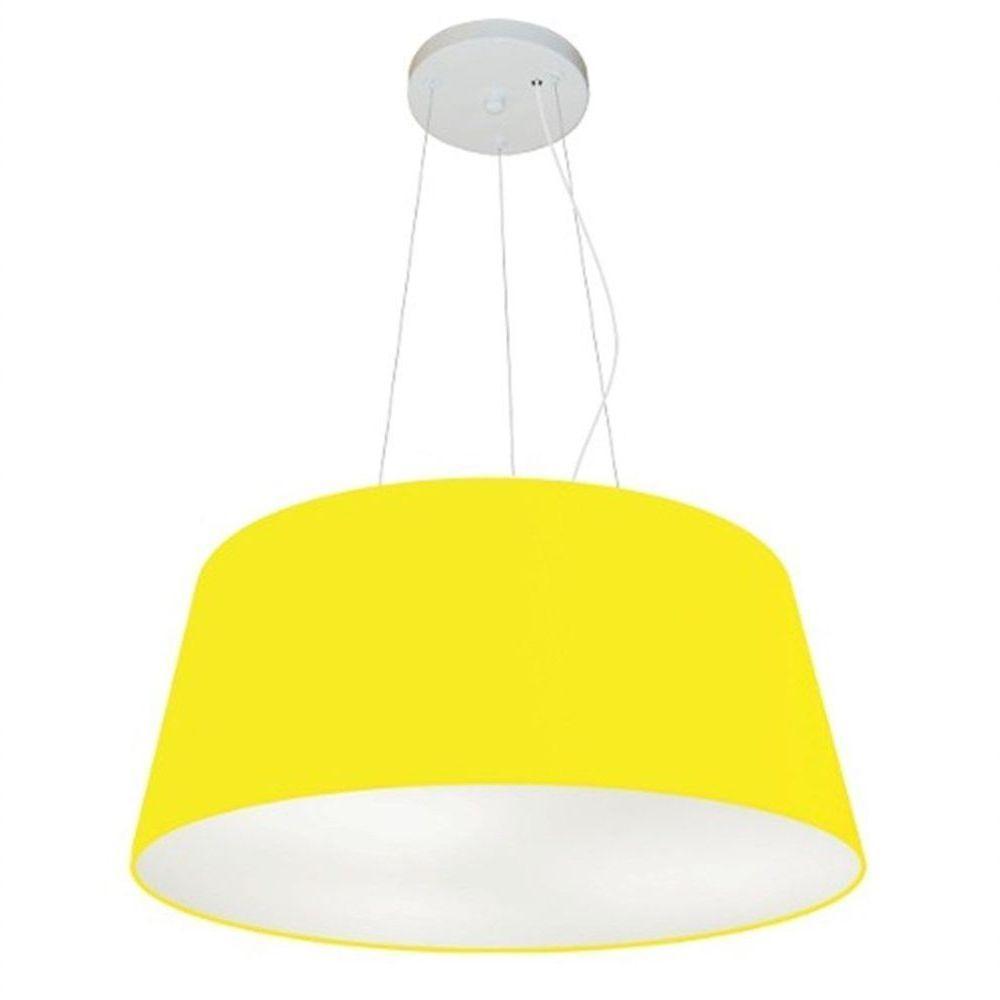 Lustre Pendente Cone Vivare Md-4048 Cúpula Em Tecido 21/50x40cm - Bivolt Amarelo-único 127/220v - 1