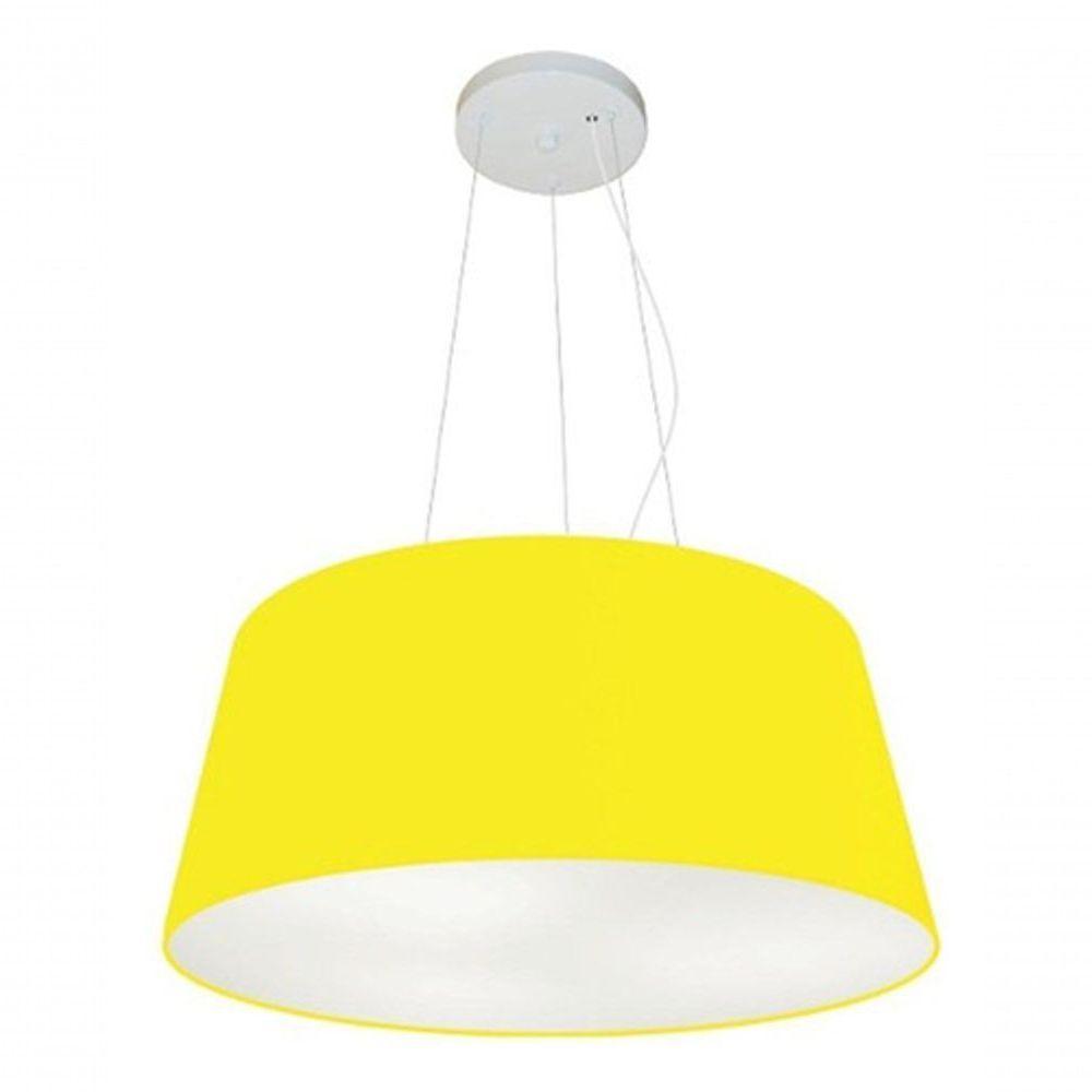 Lustre Pendente Cone Vivare Md-4048 Cúpula Em Tecido 21/50x40cm - Bivolt Amarelo-único 127/220v - 3