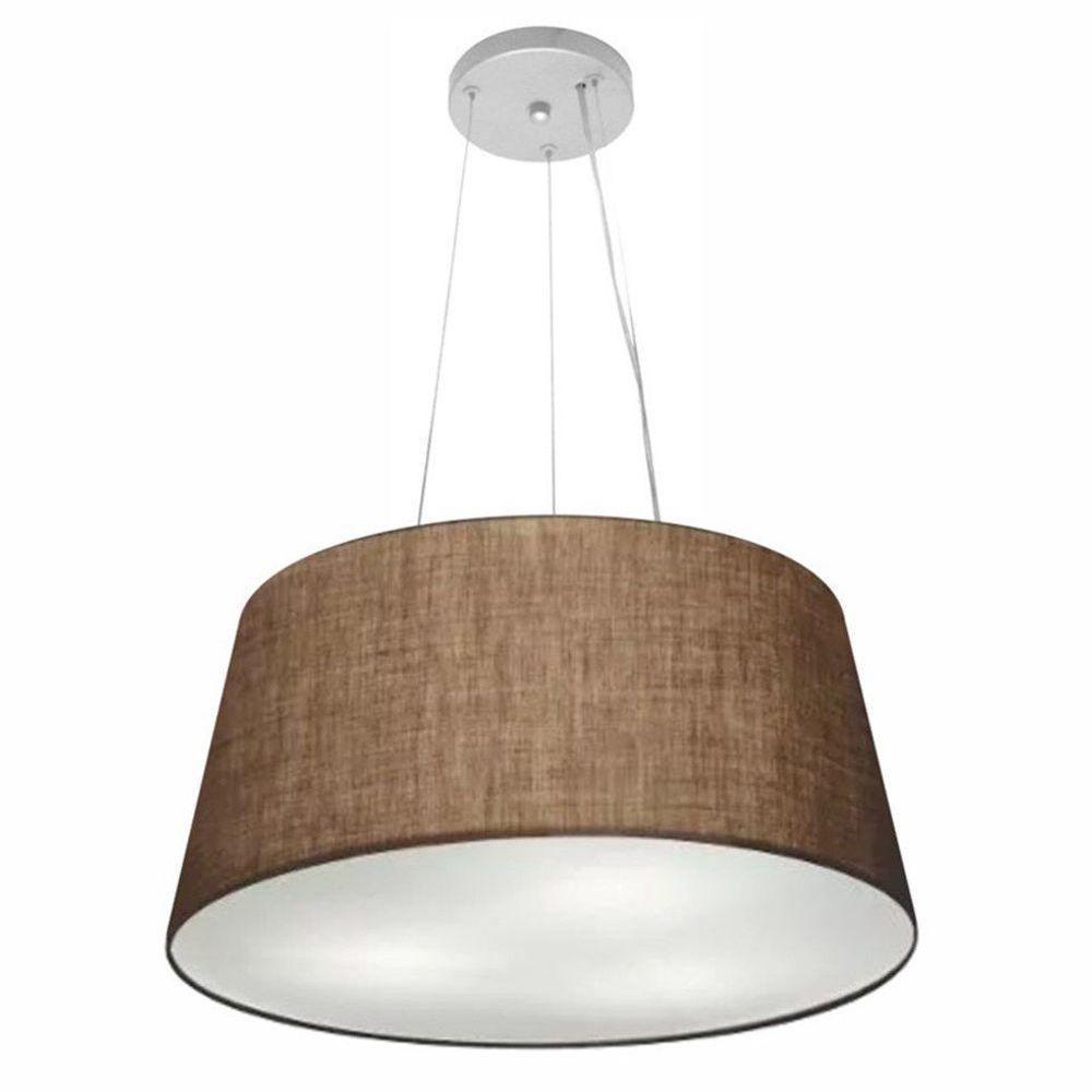 Lustre Pendente Cone Vivare Md-4048 Cúpula Em Tecido 21/50x40cm - Bivolt Café 127/220v - 1