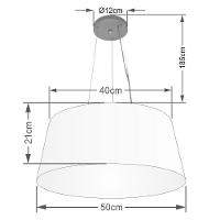 Lustre Pendente Cone Md-4048 Cúpula Em Tecido 21/50x40cm Branco - Bivolt - 2