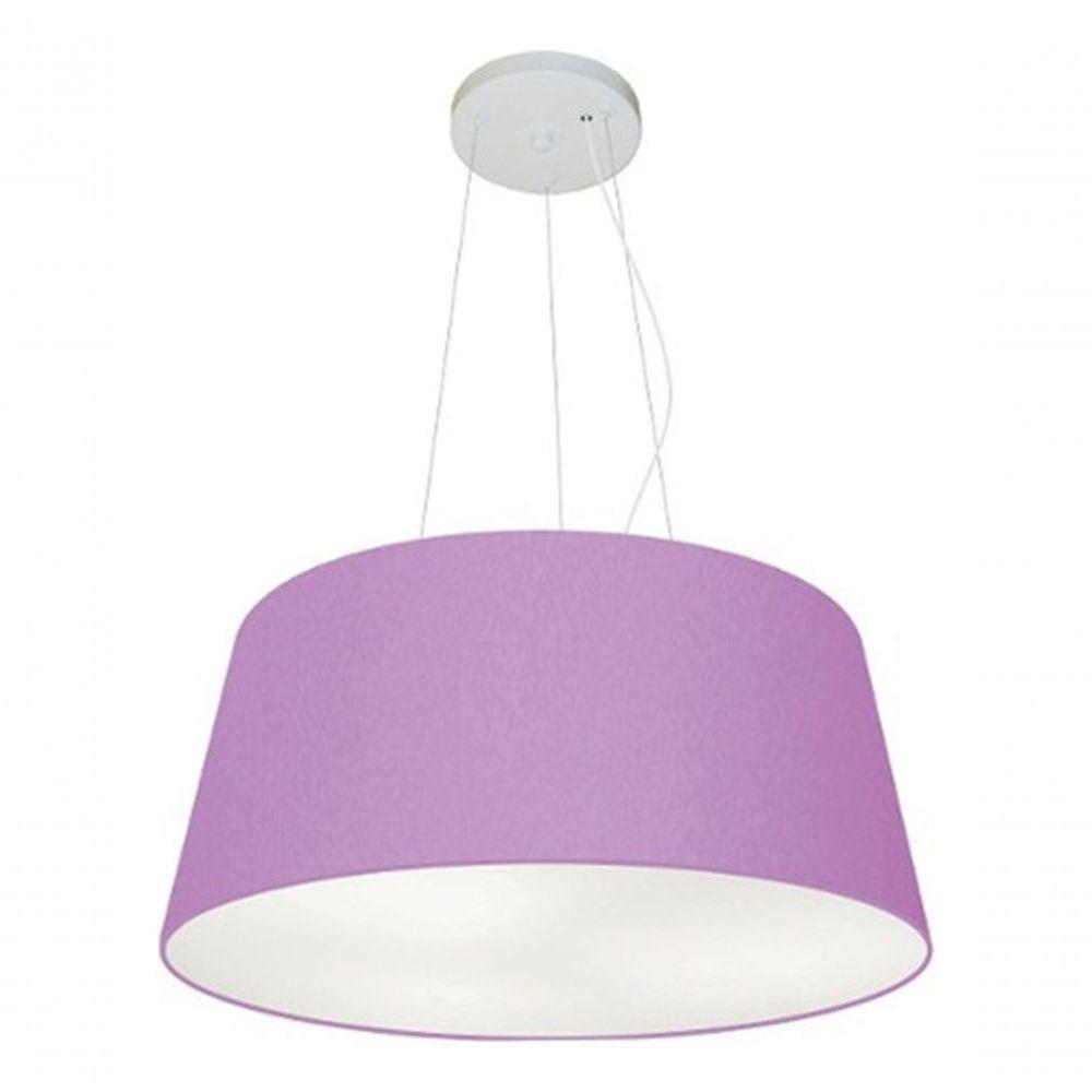 Lustre Pendente Cone Vivare Md-4048 Cúpula Em Tecido 21/50x40cm - Bivolt Lilás 127/220v - 3