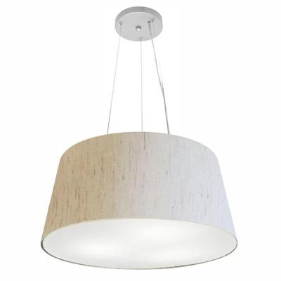 Lustre Pendente Cone Md-4048 Cúpula Em Tecido 21/50x40cm Linho Bege - Bivolt