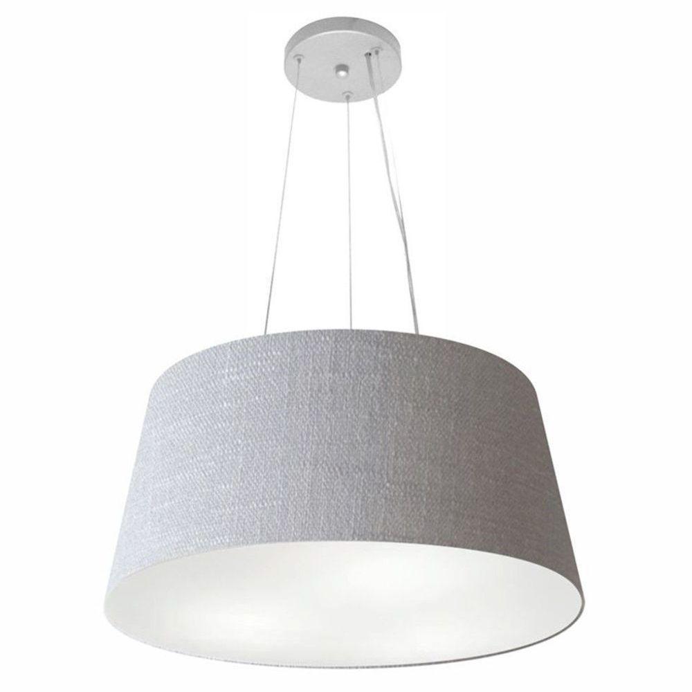 Lustre Pendente Cone Vivare Md-4048 Cúpula Em Tecido 21/50x40cm - Bivolt Rustico-cinza 127/220v - 1