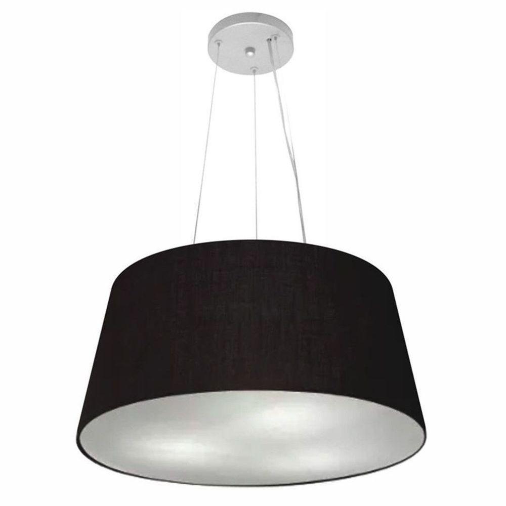 Lustre Pendente Cone Vivare Md-4048 Cúpula Em Tecido 21/50x40cm - Bivolt Preto 127/220v - 1