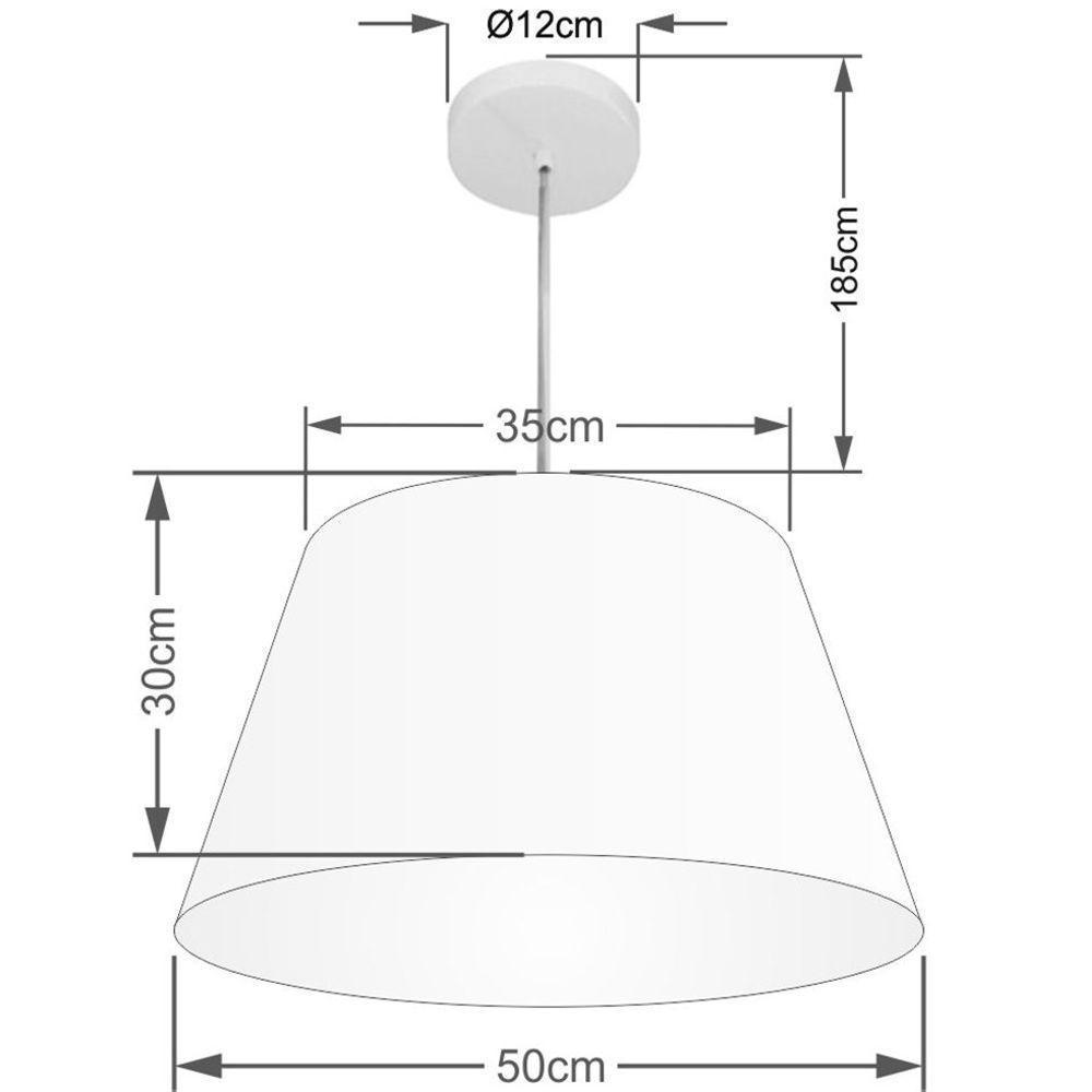 Lustre Pendente Cone Vivare Md-4048 Cúpula Em Tecido 21/50x40cm - Bivolt Preto 127/220v - 2