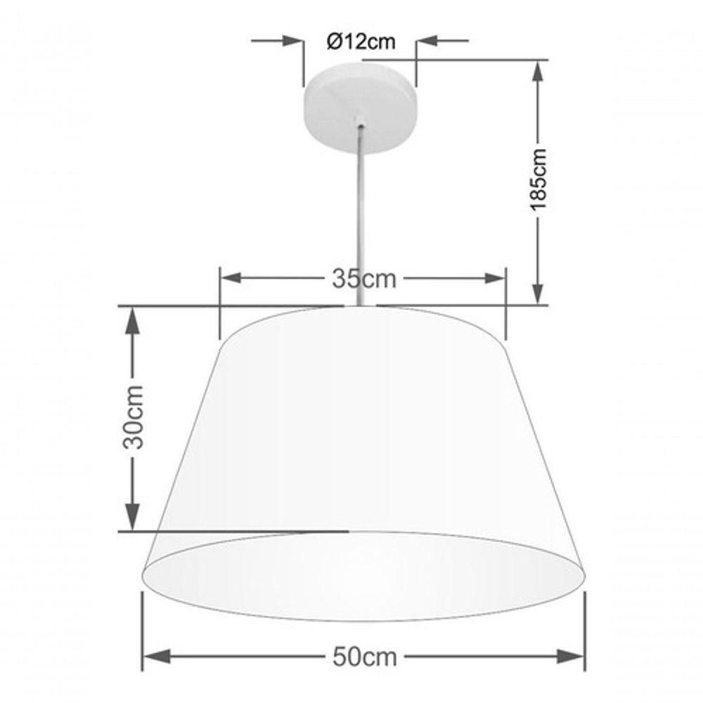 Lustre Pendente Cone Vivare Md-4048 Cúpula Em Tecido 21/50x40cm - Bivolt Preto 127/220v - 4