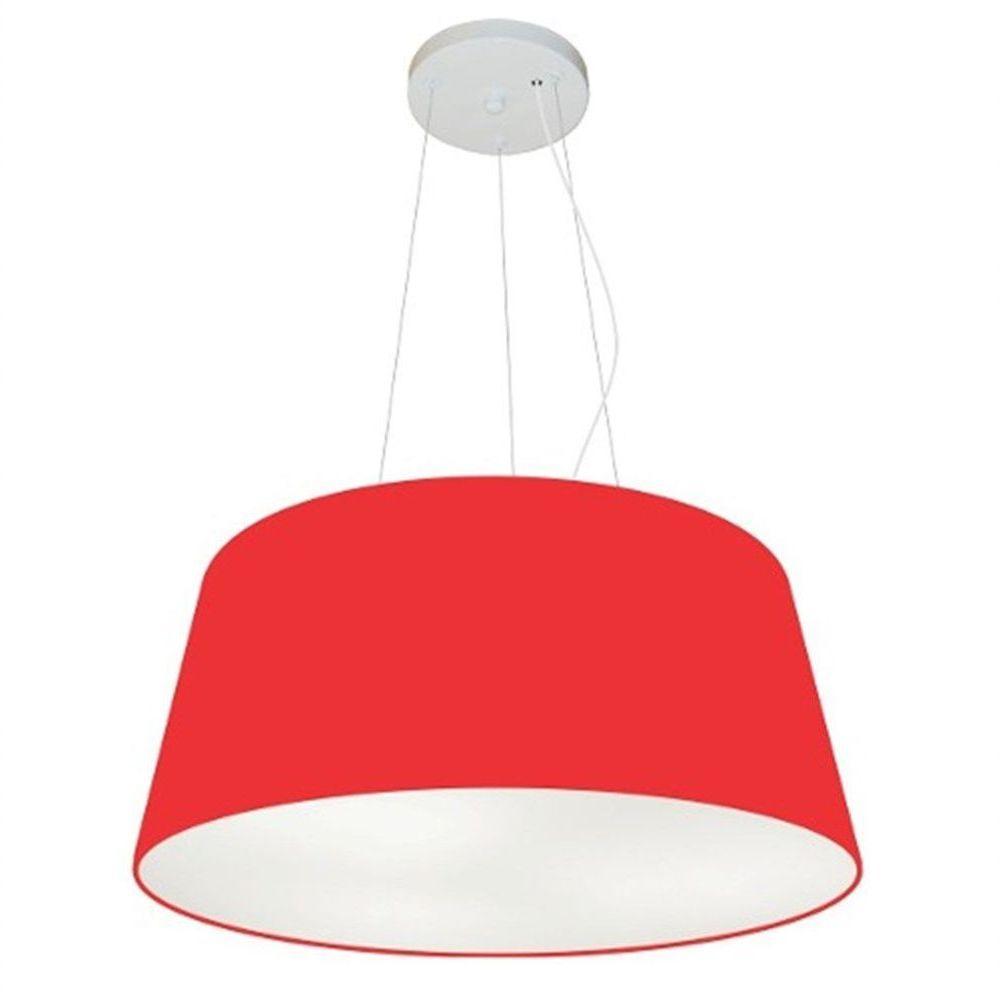 Lustre Pendente Cone Vivare Md-4048 Cúpula Em Tecido 21/50x40cm - Bivolt Vermelho 127/220v - 1