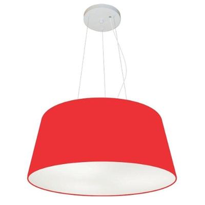 Lustre Pendente Cone Vivare Md-4048 Cúpula Em Tecido 21/50x40cm - Bivolt Vermelho 127/220v
