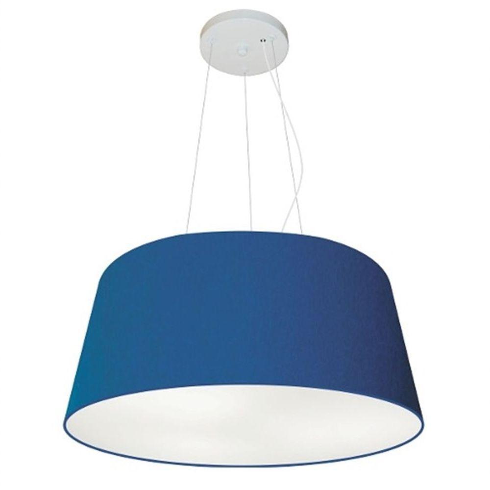 Lustre Pendente Cone Vivare Md-4048 Cúpula Em Tecido 21/50x40cm - Bivolt Azul-marinho 127/220v - 1