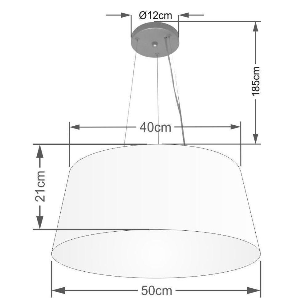 Lustre Pendente Cone Vivare Md-4048 Cúpula Em Tecido 21/50x40cm - Bivolt Azul-marinho 127/220v - 2