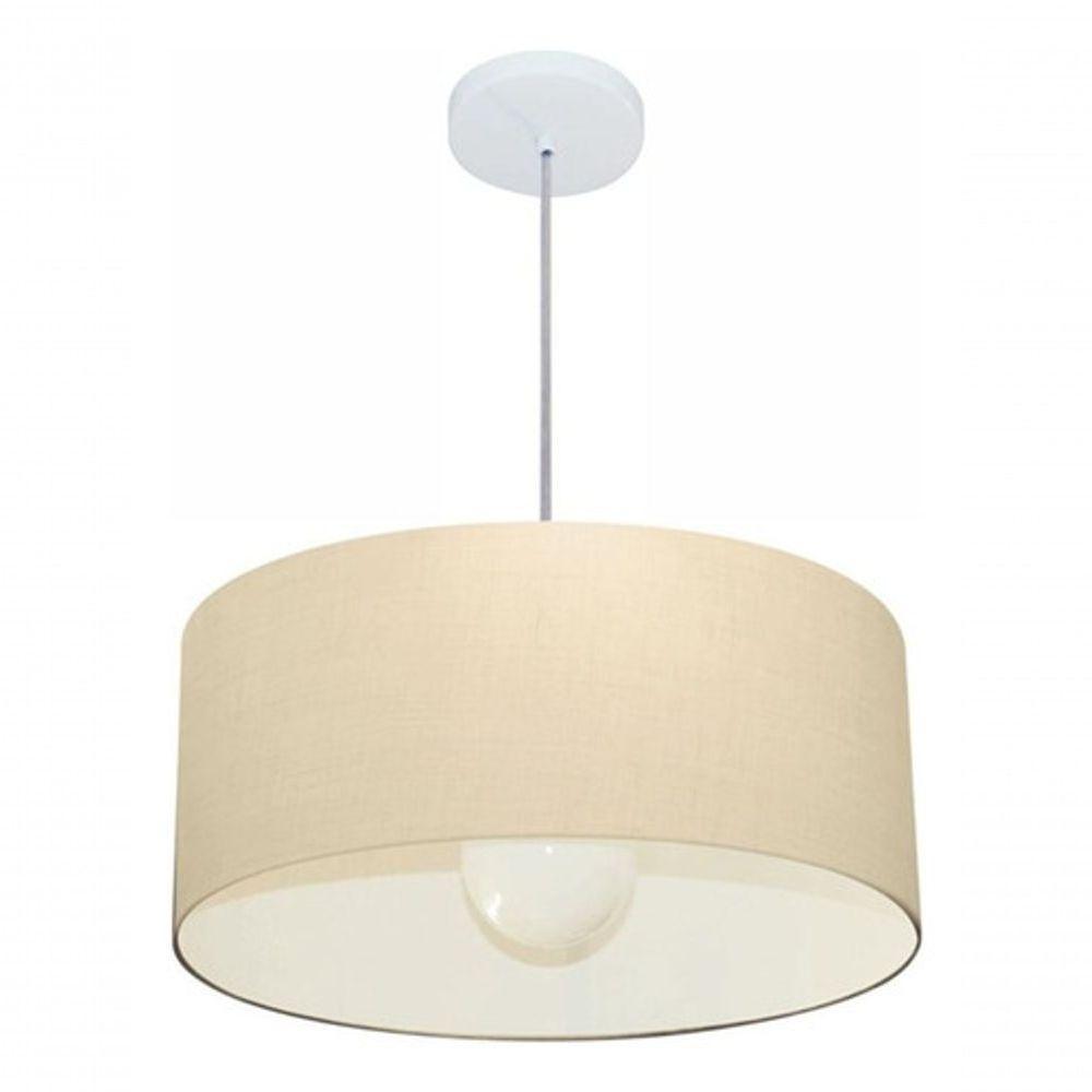 Lustre Pendente Cilíndrico Md-4052 Cúpula Em Tecido 50x21cm Algodão Crú - Bivolt - 4