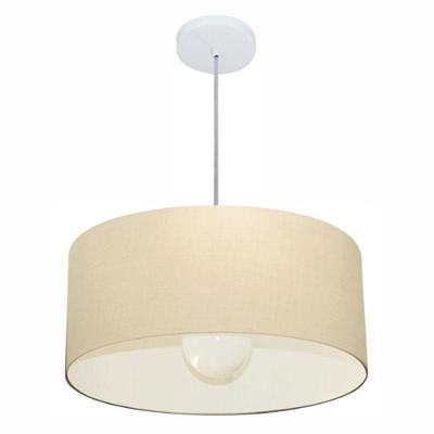 Lustre Pendente Cilíndrico Md-4052 Cúpula Em Tecido 50x21cm Algodão Crú - Bivolt
