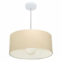 Lustre Pendente Cilíndrico Md-4052 Cúpula Em Tecido 50x21cm Algodão Crú - Bivolt - 1