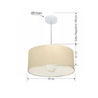 Lustre Pendente Cilíndrico Md-4052 Cúpula Em Tecido 50x21cm Algodão Crú - Bivolt - 2