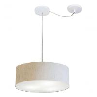 Lustre Pendente Cilíndrico Com Desvio De Centro Md-4255 Cúpula Em Tecido 40x15cm Linho Bege - Bivolt - 3
