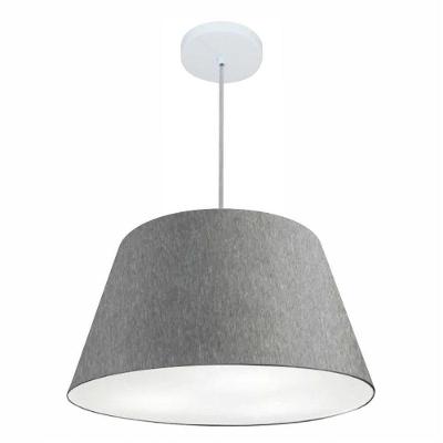 Lustre Pendente Cone Vivare Md-4248 Cúpula Em Tecido 30/50x35cm - Bivolt Rustico-cinza 127/220v