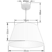 Lustre Pendente Cone Vivare Md-4248 Cúpula Em Tecido 30/50x35cm - Bivolt Rustico-cinza 127/220v - 2